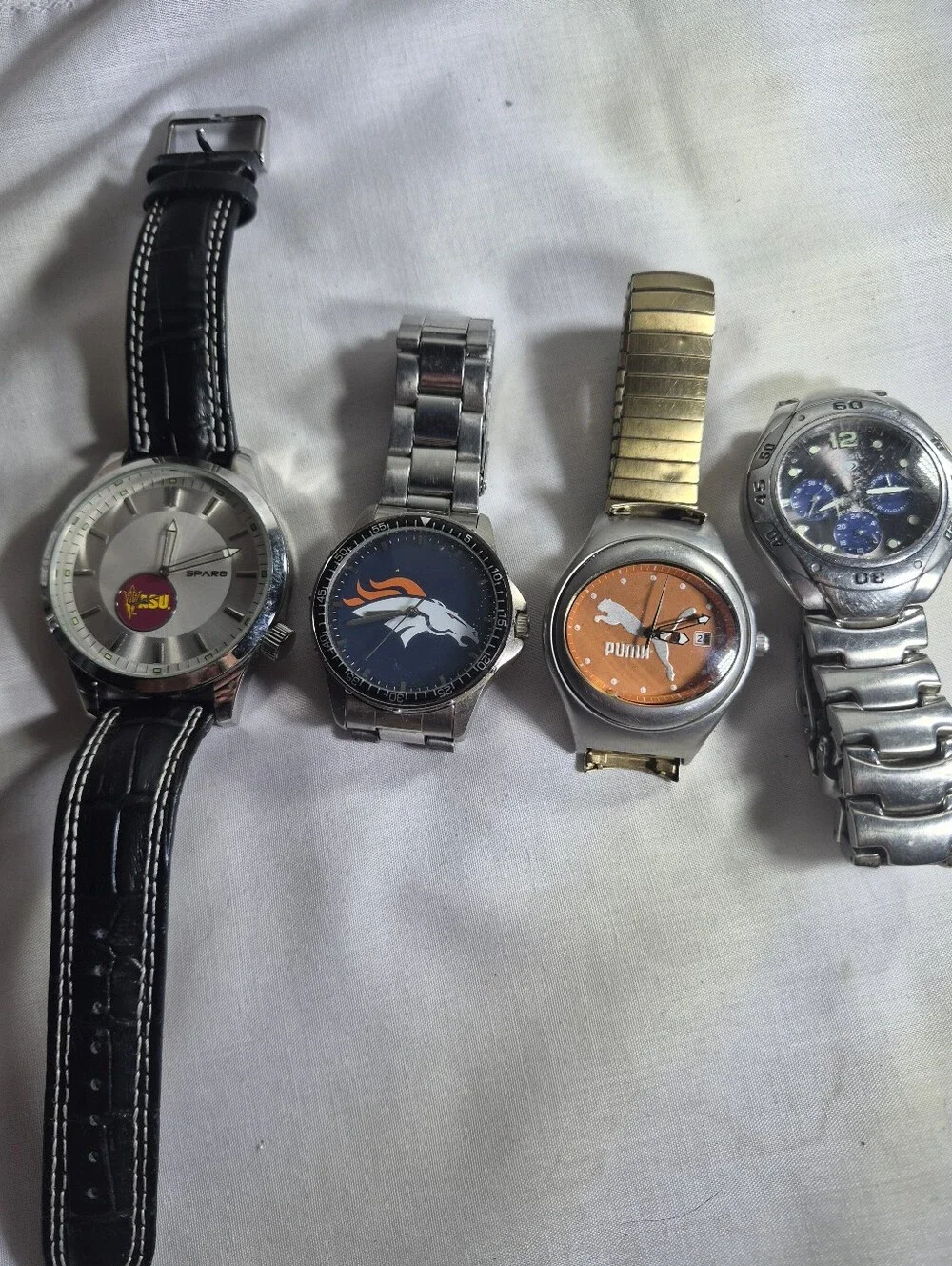 Men’s Watch Lot Bundle - Fossil, Puma, NFL Denver Broncos, NCAA ASU